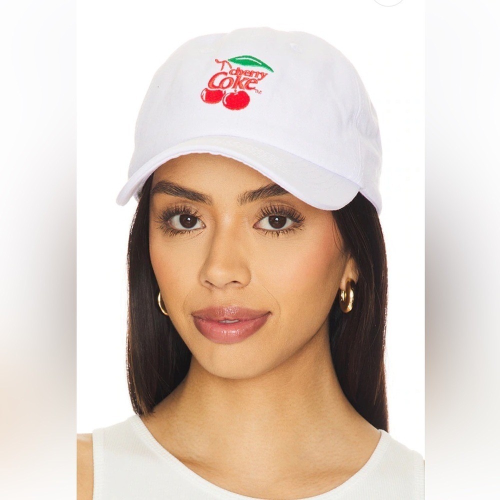 Cherry Coke Baseball Cap White Embroidered Hat Adjustable NWT The Laundry Room